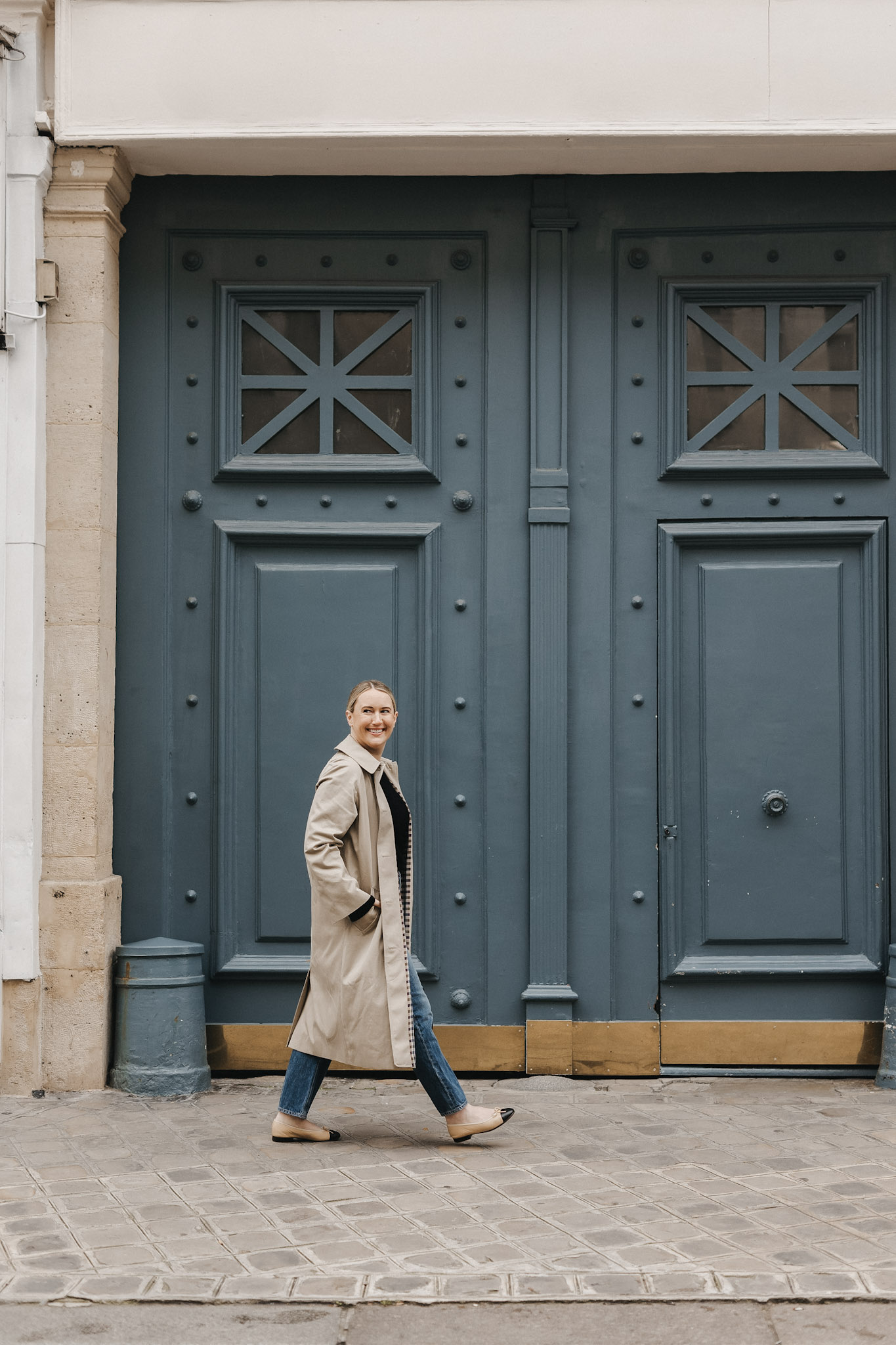 wit & whimsy wearing Sezane Clyde Trench coat