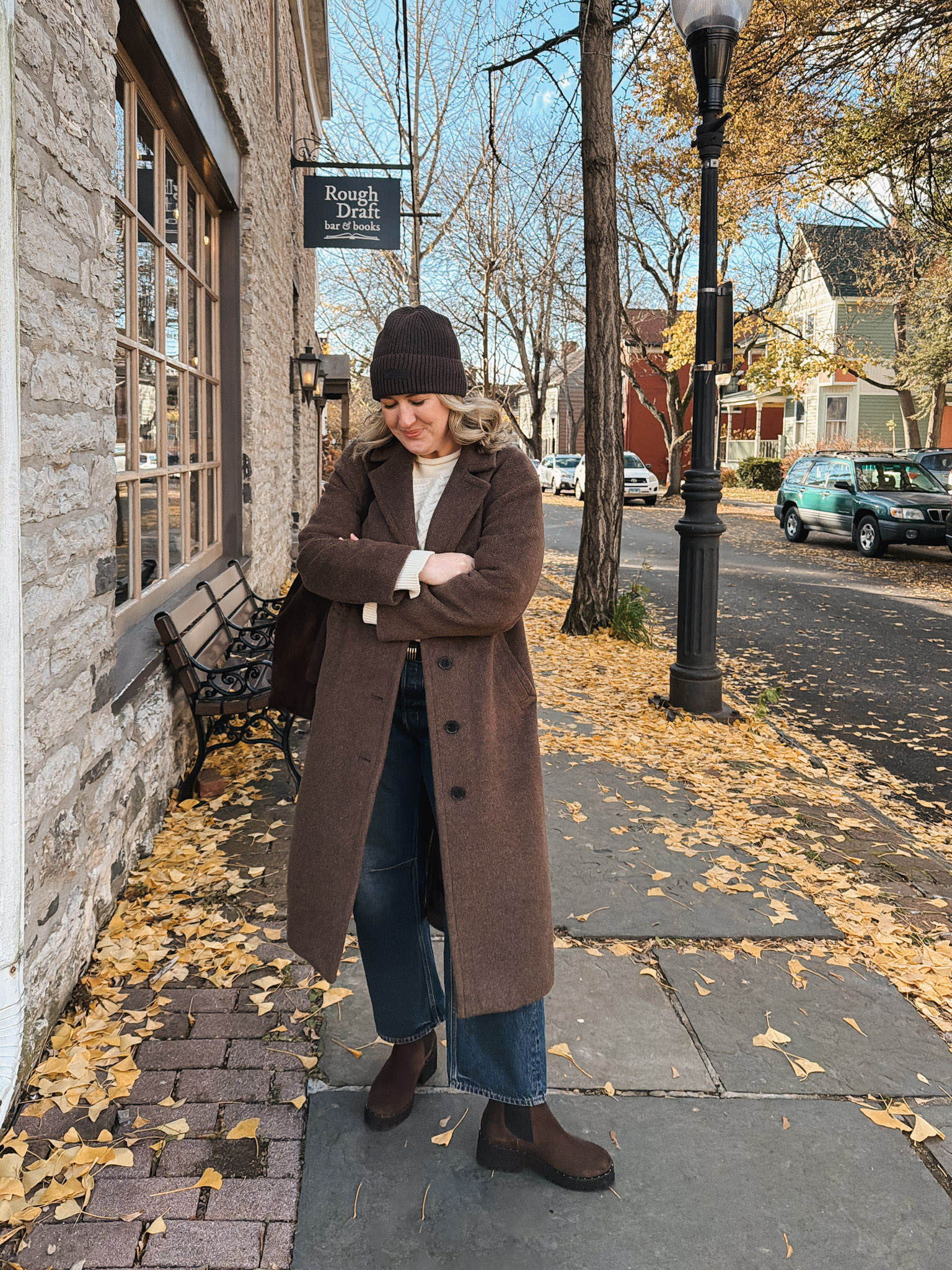 Winter Coats for Women Wit & Whimsy wearing The Classic Overcoat
