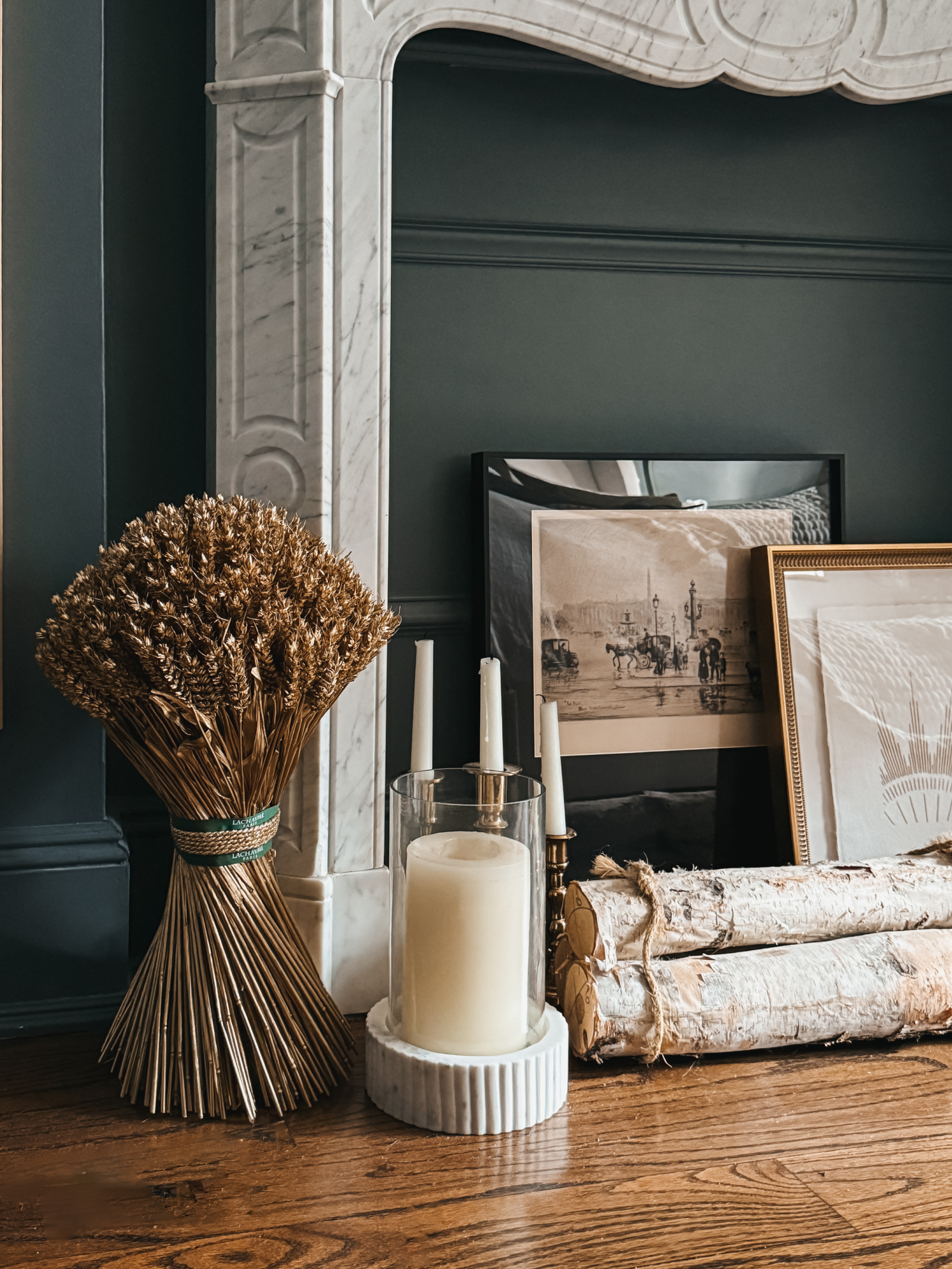 Maison Lachaume Dried Wheat Fireplace Styling