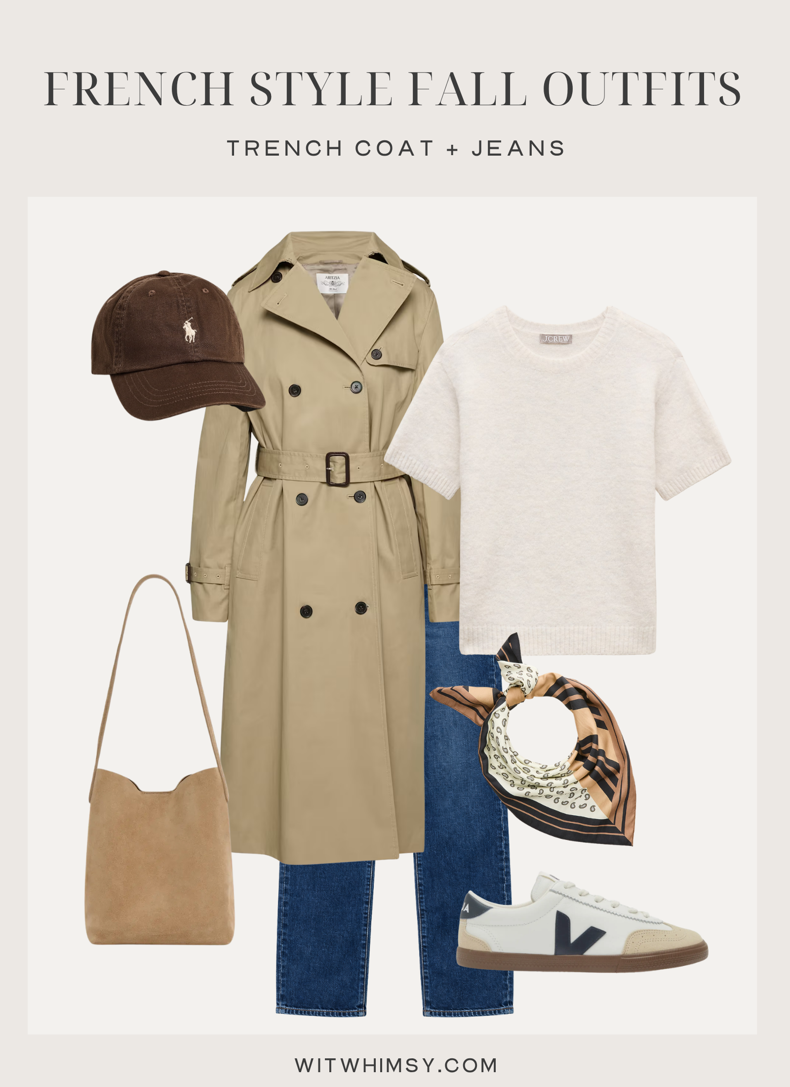 French Style Fall Outfit | Trench Coat + Jeans